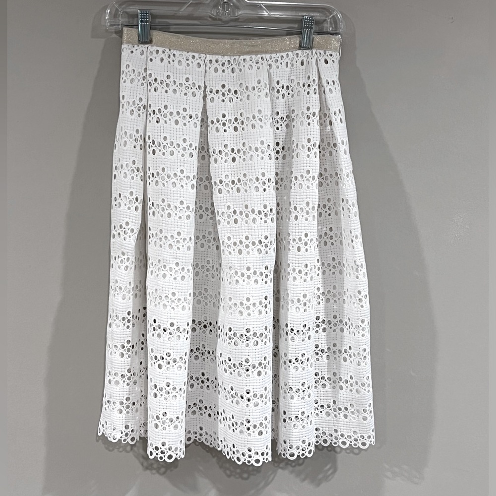 SUNCOO Paris White Eyelet skirt with gold waistband Size T1 (US S)